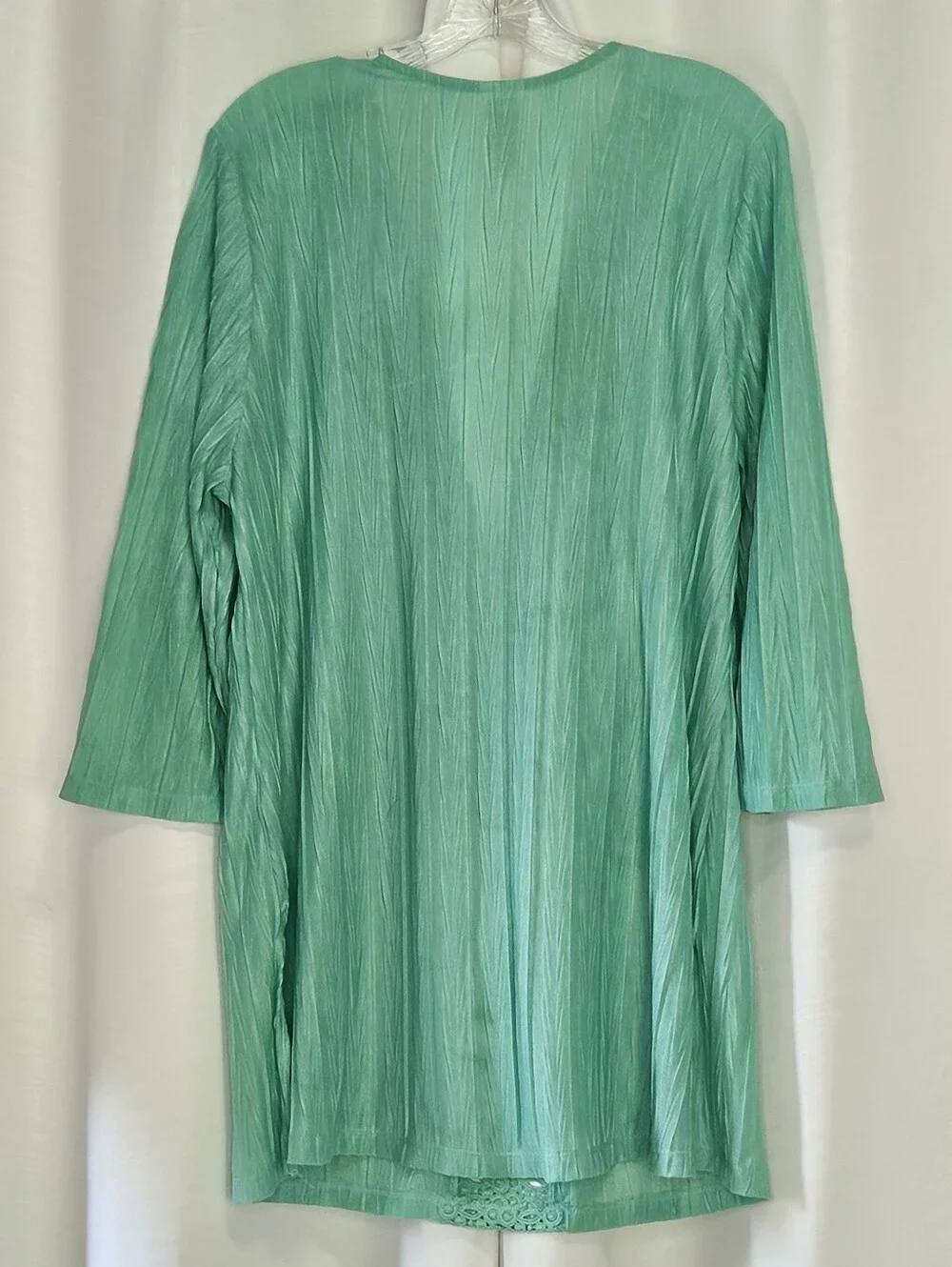 Catalina teal cream tunic style swim cover up crochet trim 1X beach pool lake